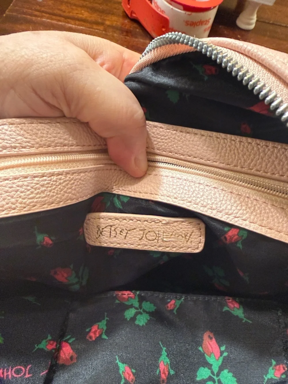 Betsey Johnson Quilted Heart Baby Pink Makeup Wristlet Bag